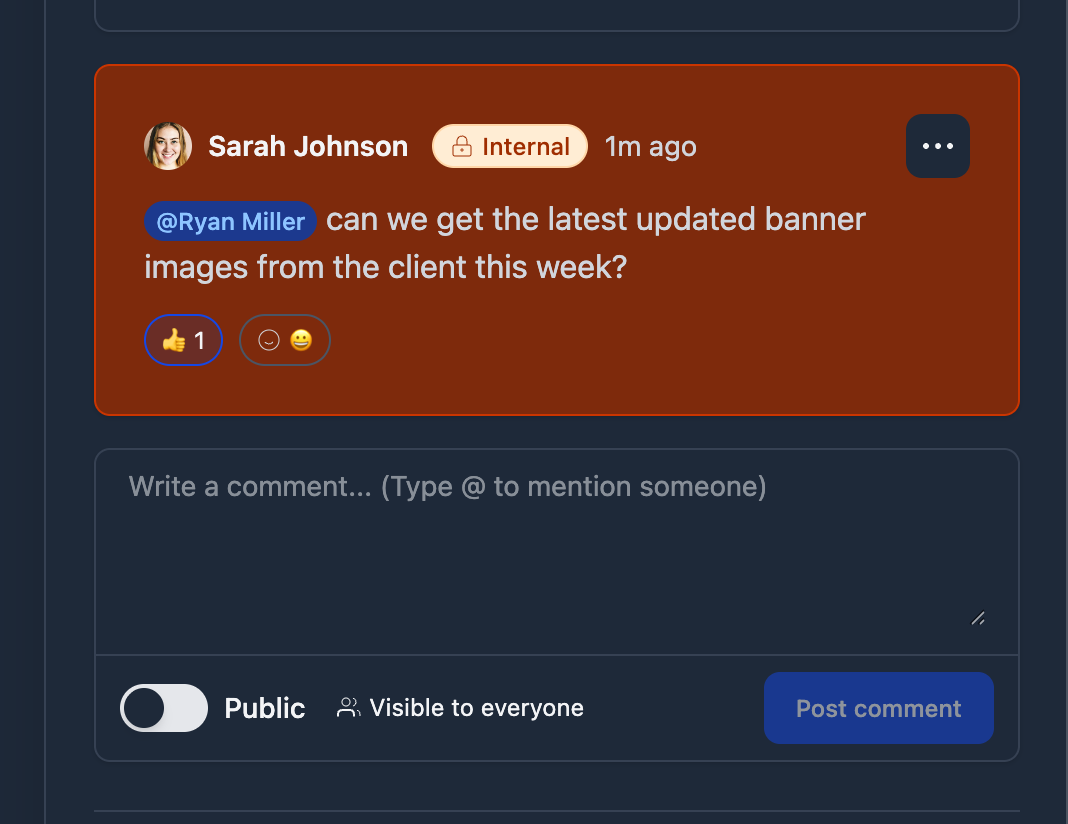 Internal Comments Feature